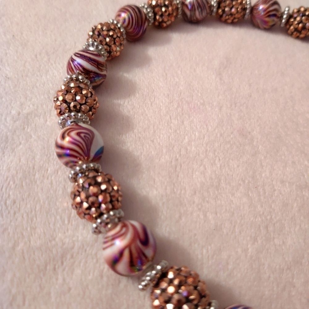 Rin's Unique Boutique - Handmade - Copper - Brown - Beaded Choker Necklace